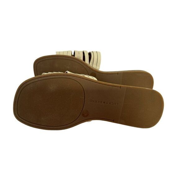 Lucky Brand Women’s Baneen Leather Strappy Slide Sandals Putty Sz 6.5M 36.5 NEW - Picture 5 of 6